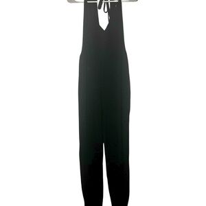 SHEIN Black Halter Tie-Back Jumpsuit